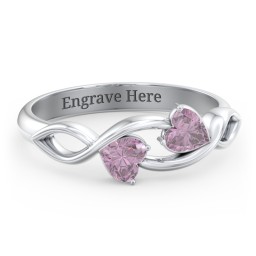 Heavenly Hearts Ring with Heart Birthstones in 925 Sterling Silver with Alexandrite