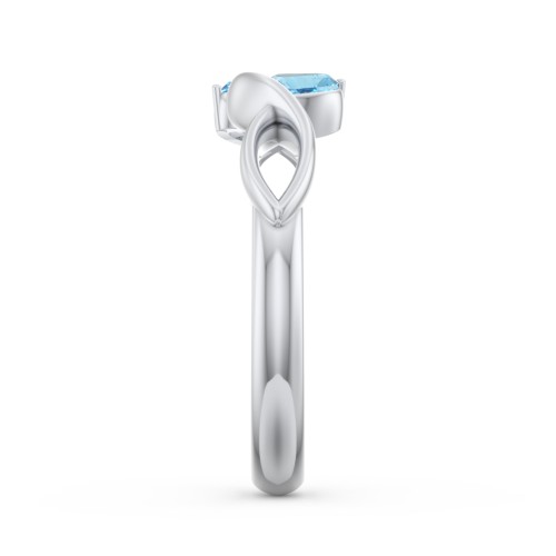 Heavenly Hearts Ring with Heart Birthstones – Sterling Silver with Blue Topaz
