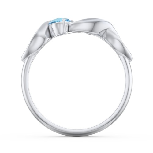Heavenly Hearts Ring with Heart Birthstones – Sterling Silver with Blue Topaz