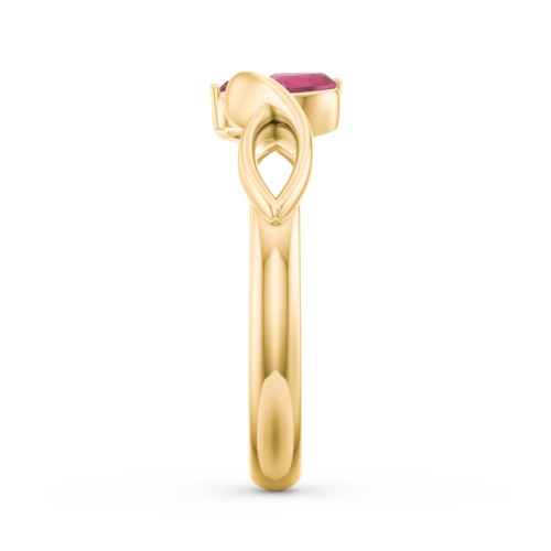 Heavenly Hearts Ring with Heart Birthstones – 10K Yellow Gold with Ruby