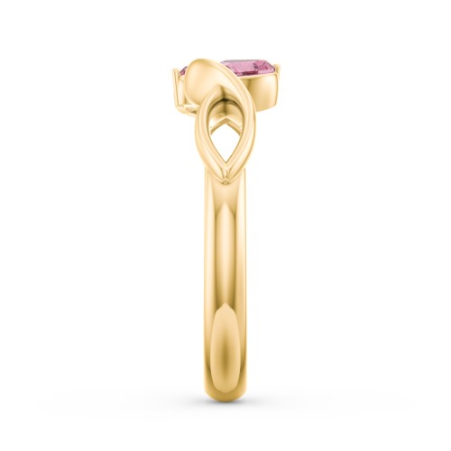 Heavenly Hearts Ring with Heart Birthstones – 10K Yellow Gold with Pink Tourmaline