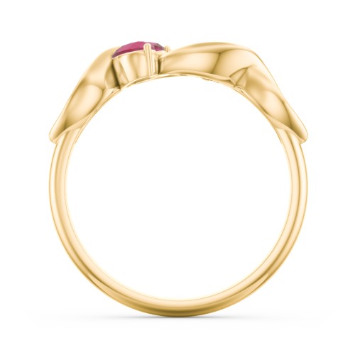 Heavenly Hearts Ring with Heart Birthstones – 10K Yellow Gold with Ruby