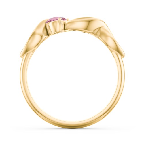 Heavenly Hearts Ring with Heart Birthstones – 10K Yellow Gold with Pink Tourmaline