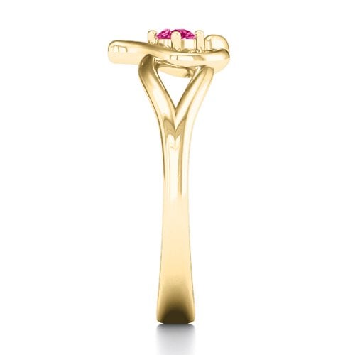 Everlasting Elegance Interwoven Heart Ring – 10K Yellow Gold with Ruby