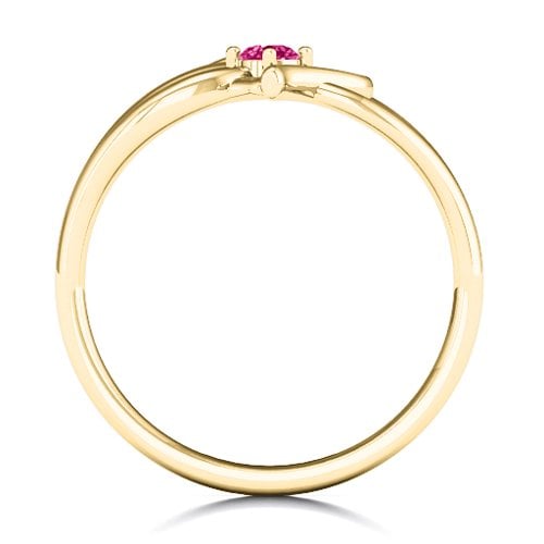 Everlasting Elegance Interwoven Heart Ring – 10K Yellow Gold with Ruby