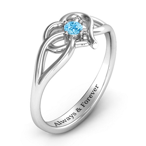 Everlasting Elegance Interwoven Heart Ring – Sterling Silver with Blue Topaz