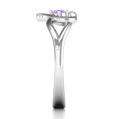 Everlasting Elegance Interwoven Heart Ring – Sterling Silver with Amethyst