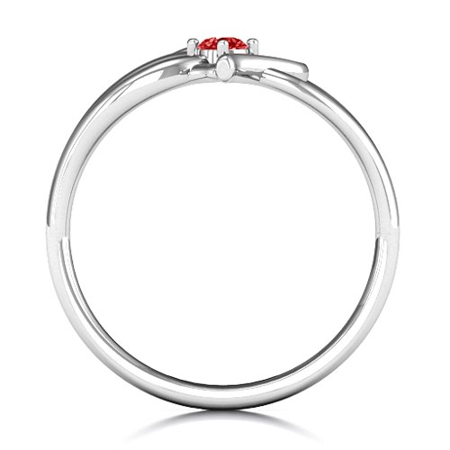 Everlasting Elegance Interwoven Heart Ring – Sterling Silver with Garnet