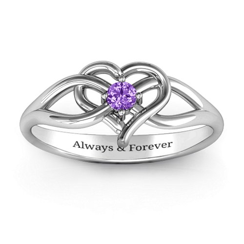 Everlasting Elegance Interwoven Heart Ring – Sterling Silver with Amethyst