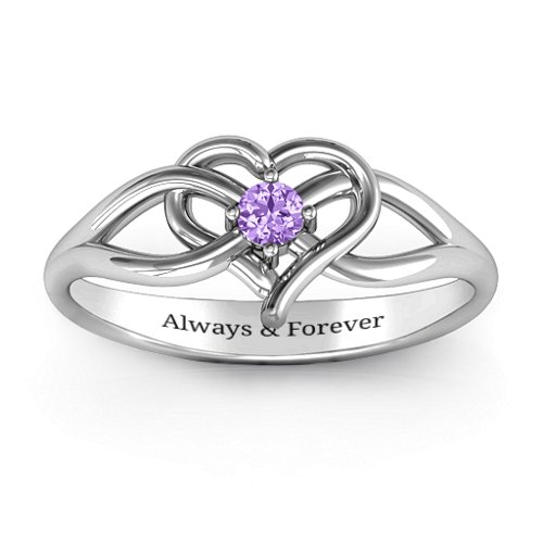 Everlasting Elegance Interwoven Heart Ring – Sterling Silver with Amethyst