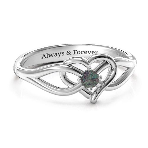 Everlasting Elegance Interwoven Heart Ring – Sterling Silver with Alexandrite
