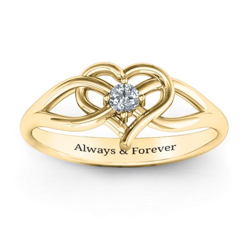 Everlasting Elegance Interwoven Heart Ring – 10K Yellow Gold with Cubic Zirconia