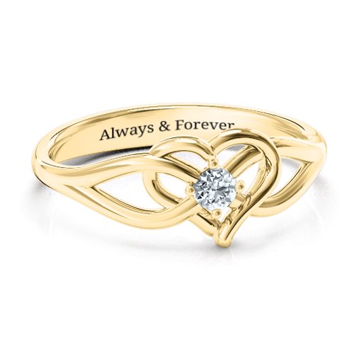 Everlasting Elegance Interwoven Heart Ring – 10K Yellow Gold with Cubic Zirconia