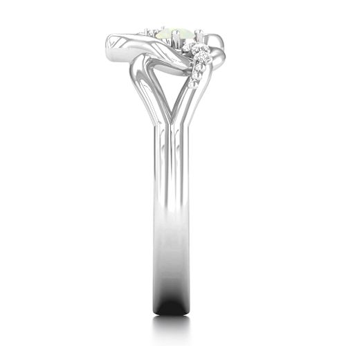 You Have My Heart Ring with Accents – Sterling Silver with Opal and White Premium Zirconia
