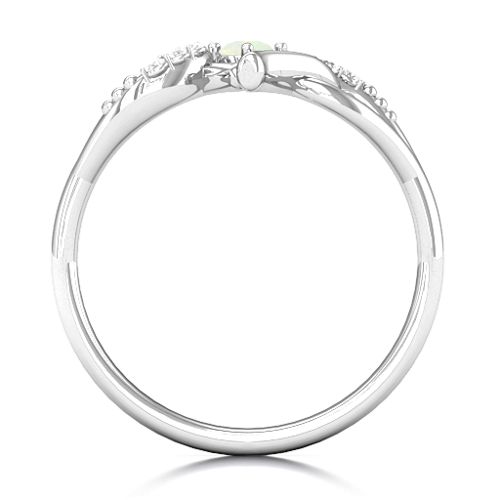 You Have My Heart Ring with Accents – Sterling Silver with Opal and White Premium Zirconia