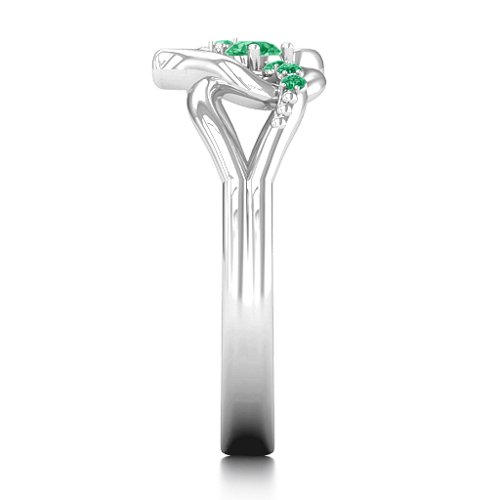 You Have My Heart Ring with Accents – Sterling Silver with Emerald and Green Premium Zirconia