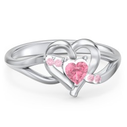 Infinity and Heart Birthstone Ring with Accents