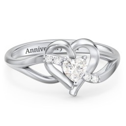 Infinity and Heart Birthstone Ring with Accents