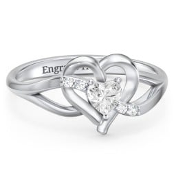 Infinity and Heart Birthstone Ring with Accents