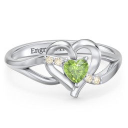 Infinity and Heart Birthstone Ring with Accents