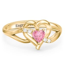 Infinity and Heart Birthstone Ring with Accents