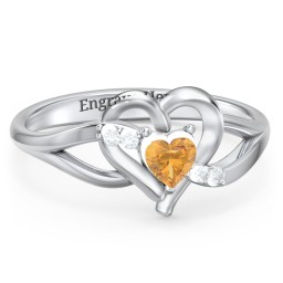 Infinity and Heart Birthstone Ring with Accents