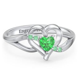 Infinity and Heart Birthstone Ring with Accents