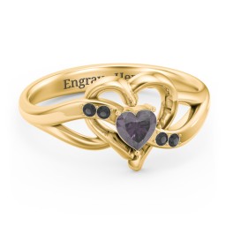 Infinity and Heart Birthstone Ring with Accents