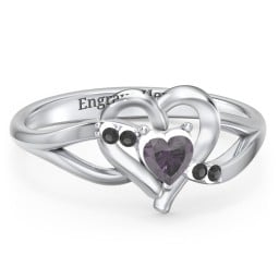 Infinity and Heart Birthstone Ring with Accents