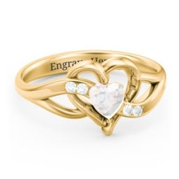 Infinity and Heart Birthstone Ring with Accents