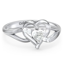 Infinity and Heart Birthstone Ring with Accents