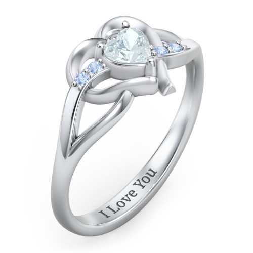 Infinity and Heart Birthstone Ring with Accents
