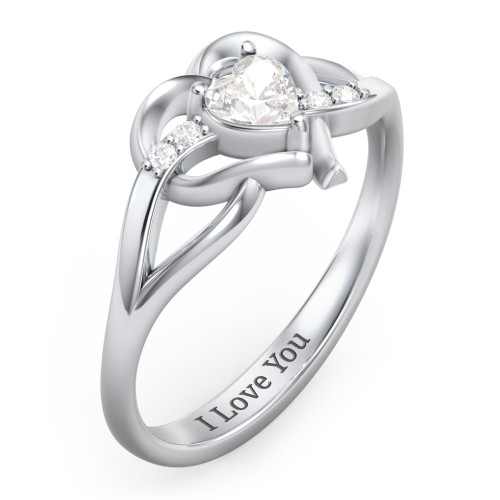 Infinity and Heart Birthstone Ring with Accents