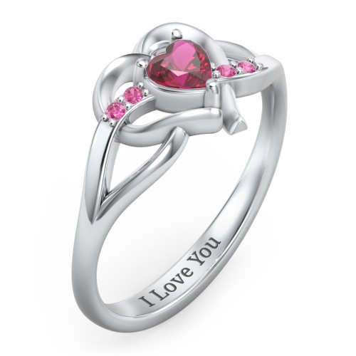 Infinity and Heart Birthstone Ring with Accents