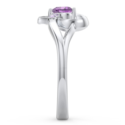 Infinity and Heart Birthstone Ring with Accents