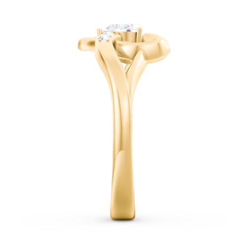 Infinity and Heart Birthstone Ring with Accents – 18K Gold Plated Silver with Lab Diamond