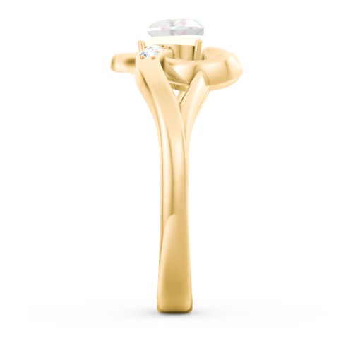 Infinity and Heart Birthstone Ring with Accents – 18K Gold Plated Silver with Opal and White Premium Zirconia