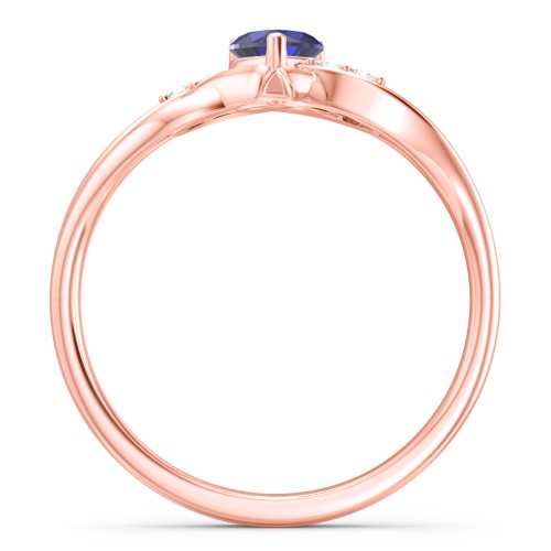 Infinity and Heart Birthstone Ring with Accents – 10K Rose Gold with Blue Sapphire and White Premium Zirconia