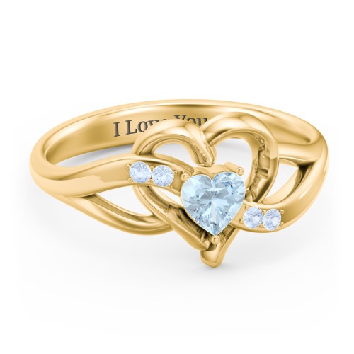 Infinity and Heart Birthstone Ring with Accents