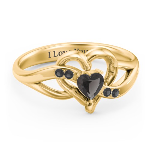 Infinity and Heart Birthstone Ring with Accents