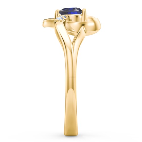 Infinity and Heart Birthstone Ring with Accents – 18K Gold Plated Silver with Blue Sapphire and Fancy Blue Premium Zirconia