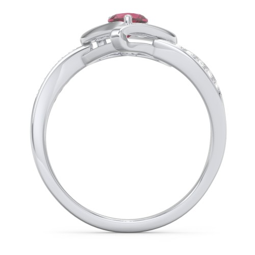 Falling For You Accented Heart Ring – Sterling Silver with Ruby and White Premium Zirconia