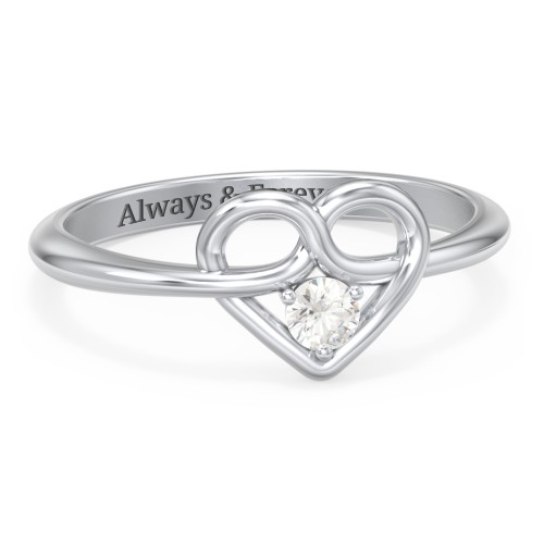 Forget Me Knot Heart Infinity Ring – Sterling Silver with Cubic Zirconia