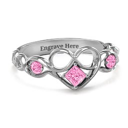 Shimmering Infinity Princess Stone Heart Ring