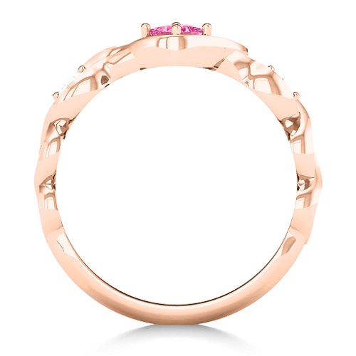 Shimmering Infinity Princess Stone Heart Ring – 10K Rose Gold with Ruby and Cubic Zirconia