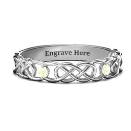 Two-Stone Interwoven Infinity Ring