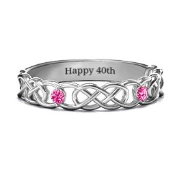 Two-Stone Interwoven Infinity Ring