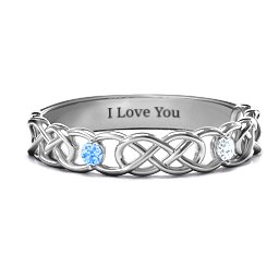 Two-Stone Interwoven Infinity Ring