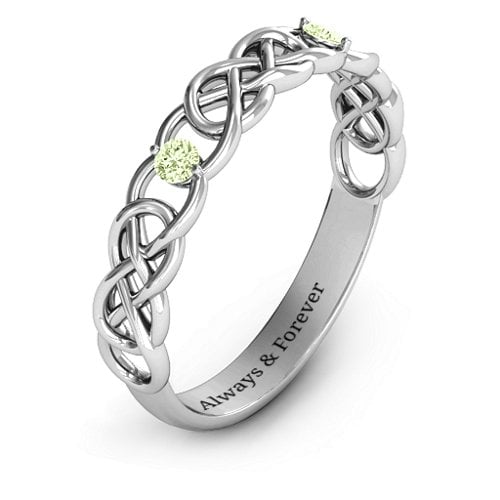 Two-Stone Interwoven Infinity Ring