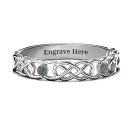 Two-Stone Interwoven Infinity Ring in 925 Sterling Silver with Alexandrite